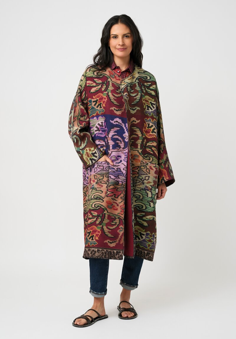 Pierre-Louis Mascia Thermal Pancake Kimono Duster in Antique Purple Tapestry