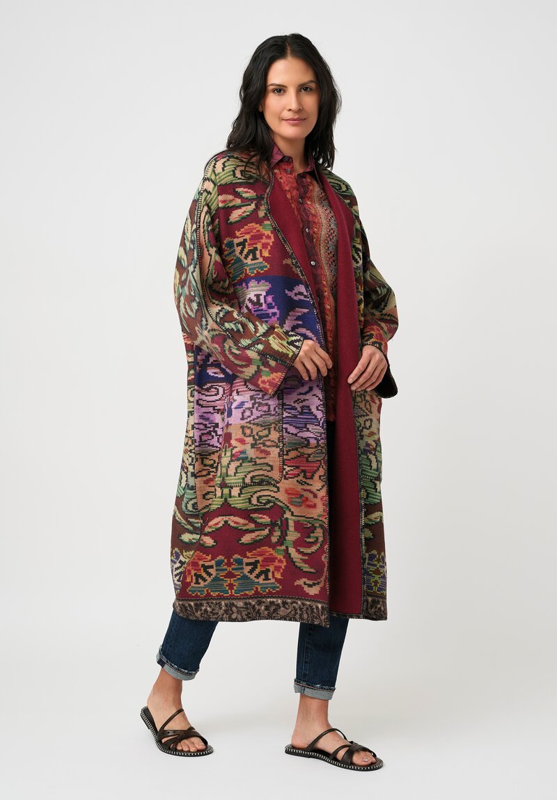 Pierre-Louis Mascia Thermal Pancake Kimono Duster in Antique Purple Tapestry
