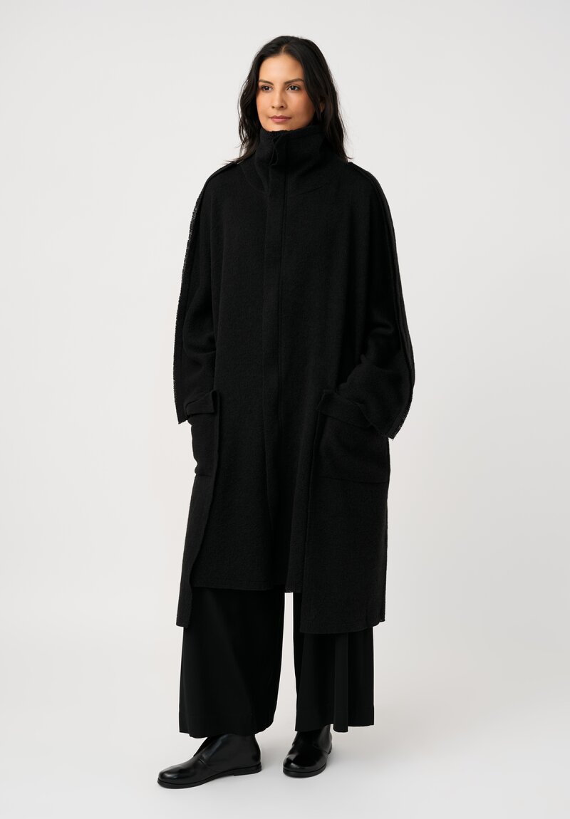 Yohji Yamamoto Bouclé Seam Detail Duster Coat