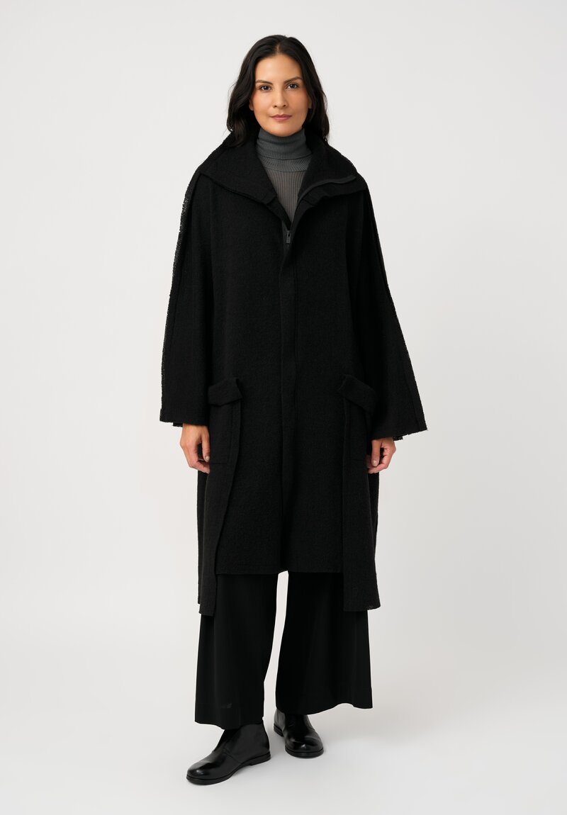 Yohji Yamamoto Bouclé Seam Detail Duster Coat