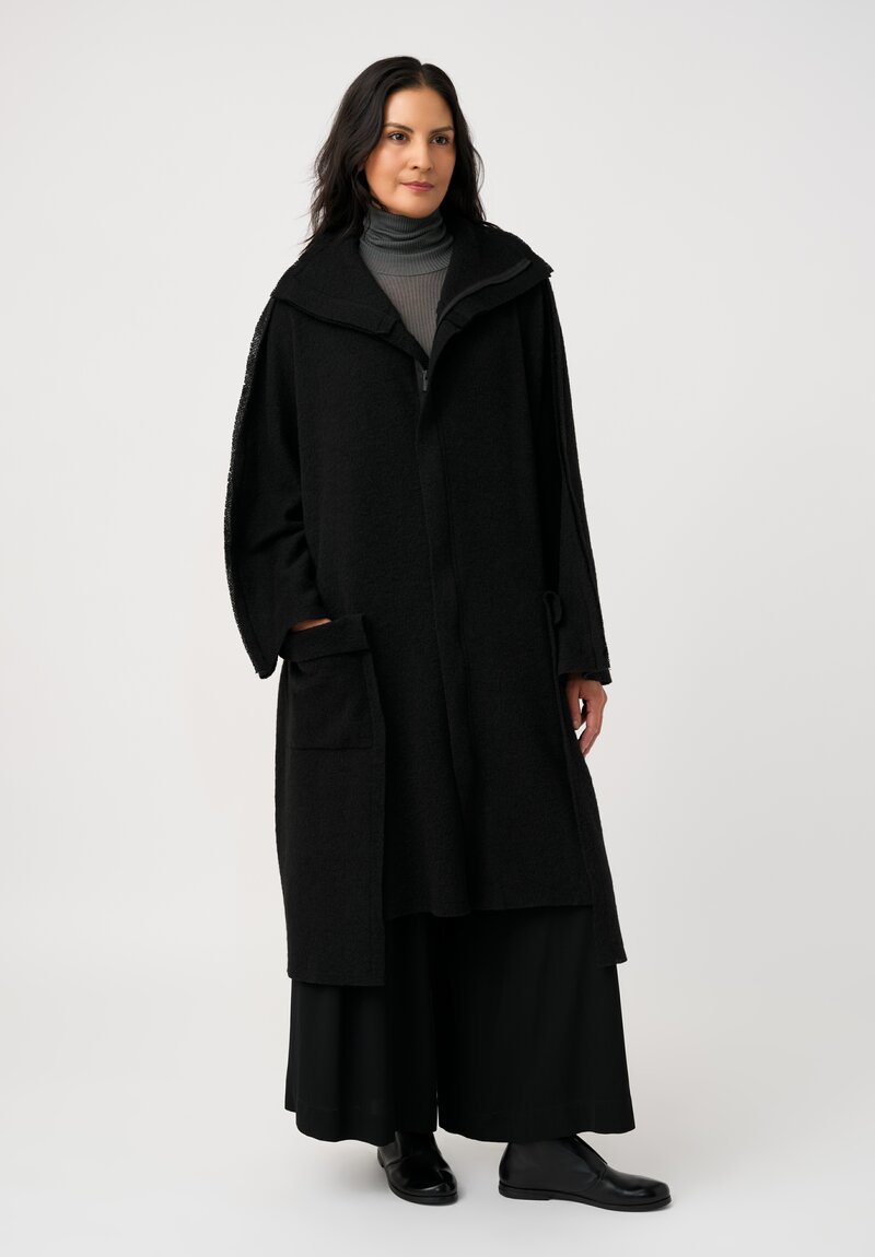 Yohji Yamamoto Bouclé Seam Detail Duster Coat