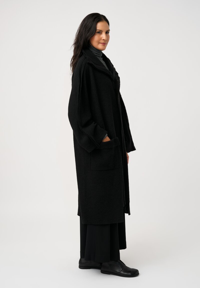 Yohji Yamamoto Bouclé Seam Detail Duster Coat