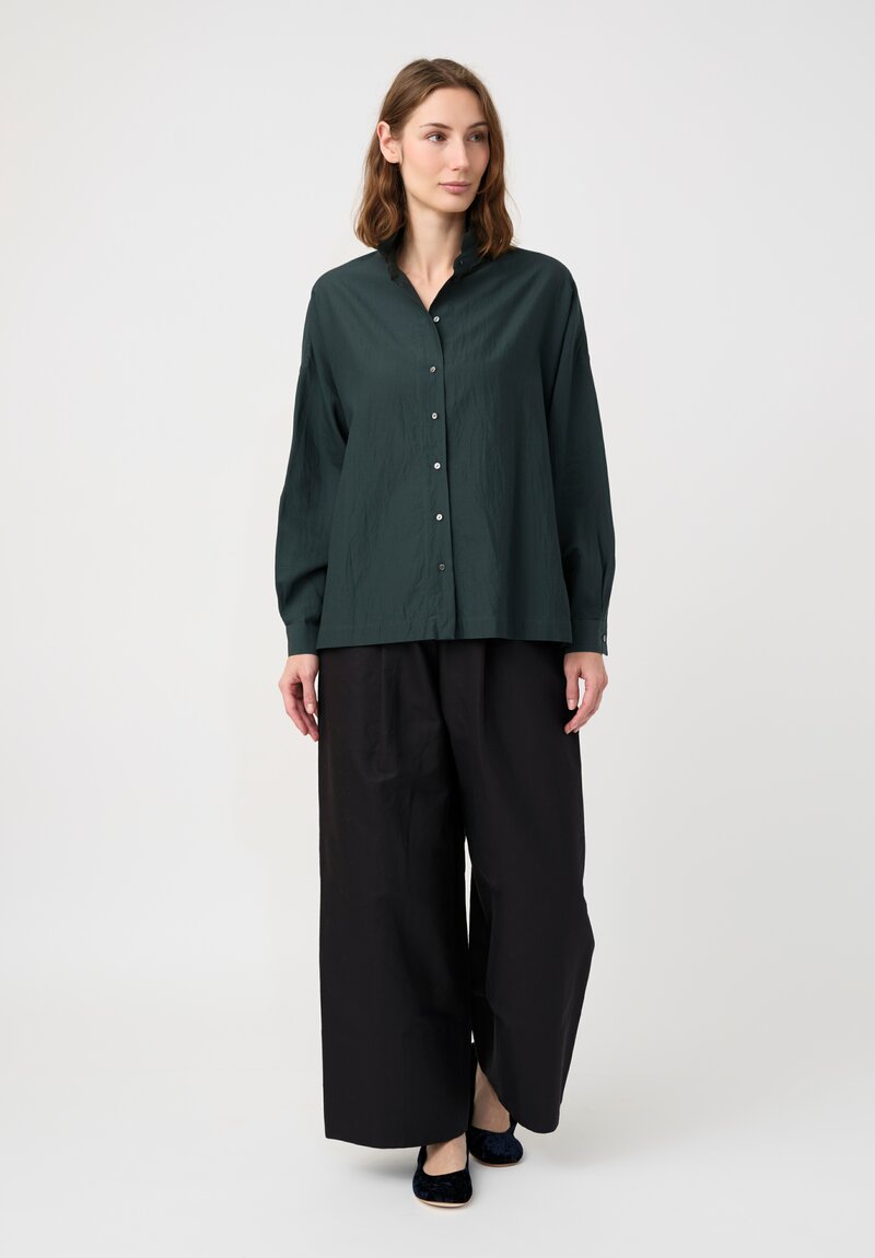 Arts & Science Cotton & Silk Faille Button-Down Shirt in Dark Green