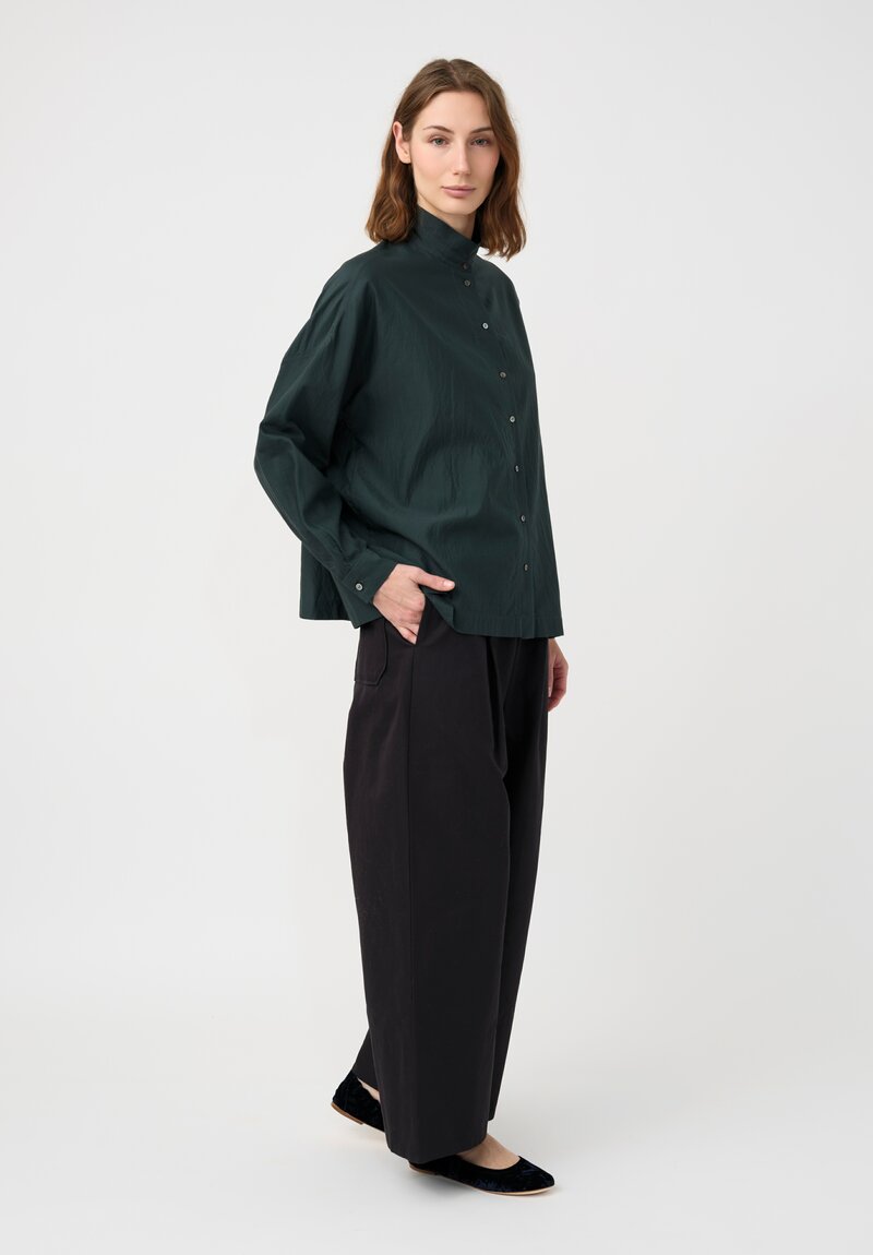 Arts & Science Cotton & Silk Faille Button-Down Shirt in Dark Green