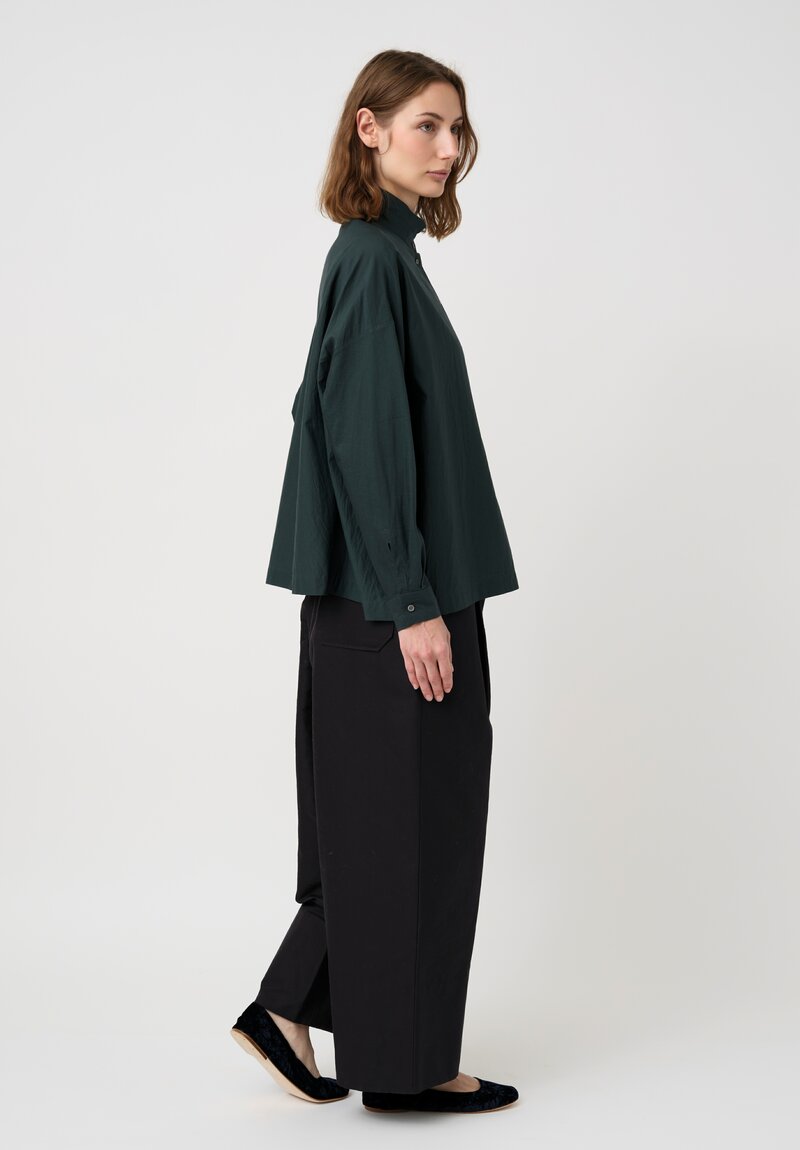 Arts & Science Cotton & Silk Faille Button-Down Shirt in Dark Green