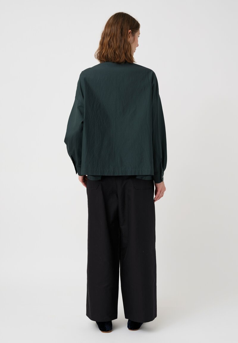 Arts & Science Cotton & Silk Faille Button-Down Shirt in Dark Green