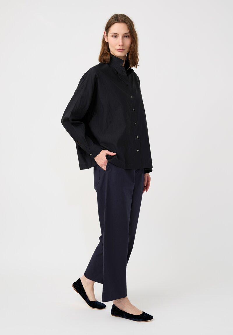 Arts & Science Cotton & Silk Faille Button-Down Shirt in Black