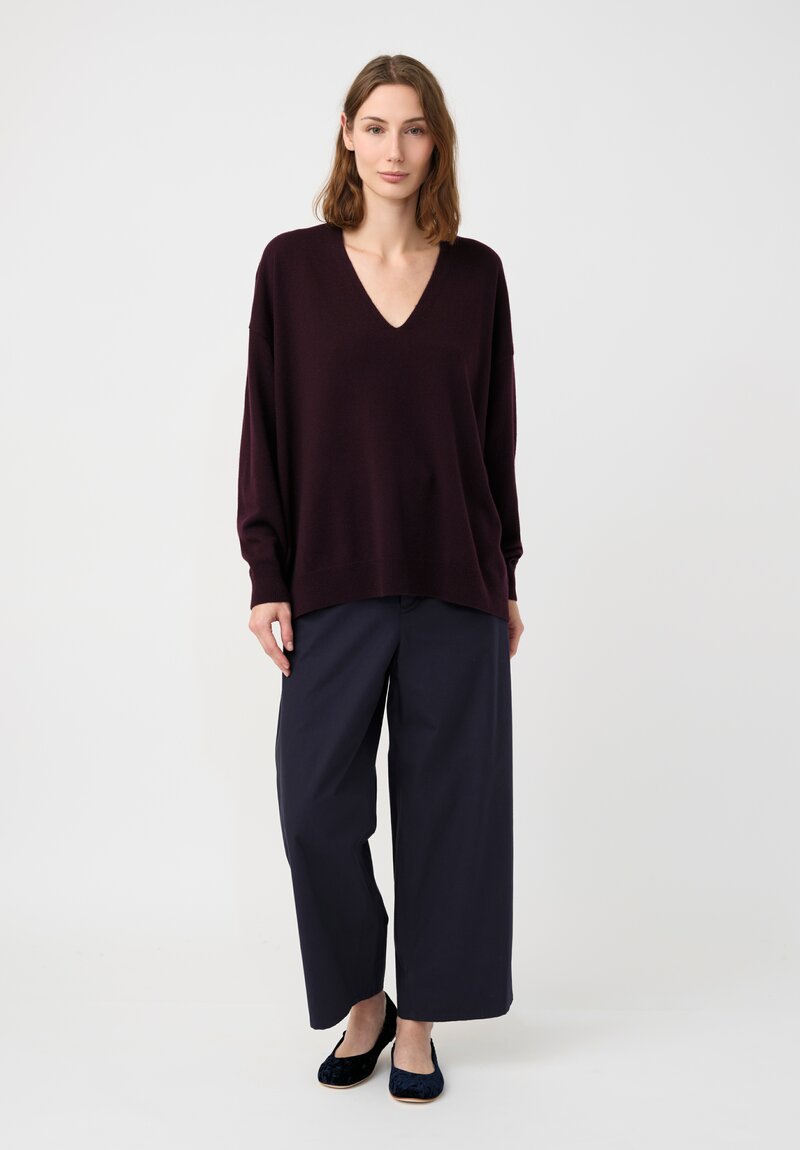 Arts & Science Cashmere V-Neck Sweater in Dark Violet Purple