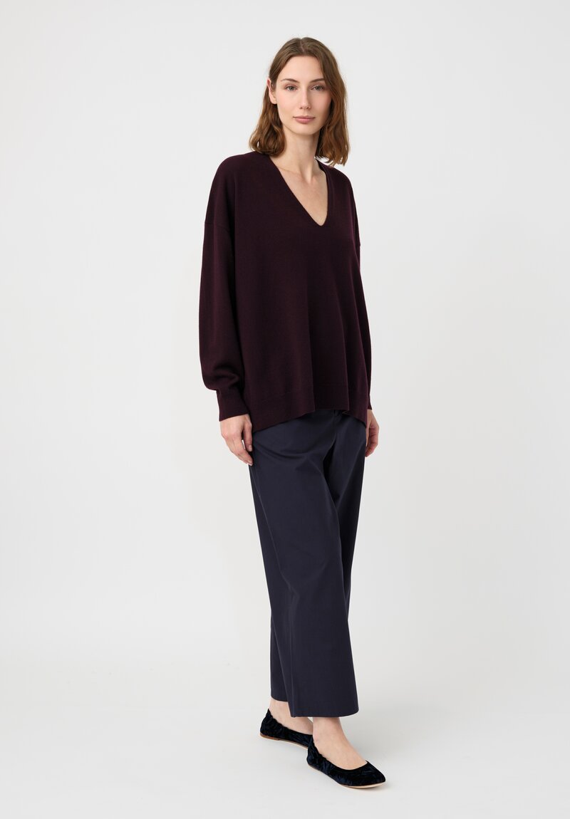 Arts & Science Cashmere V-Neck Sweater in Dark Violet Purple