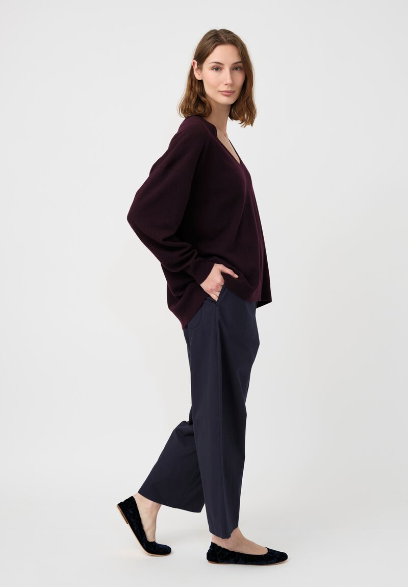 Arts & Science Cashmere V-Neck Sweater in Dark Violet Purple