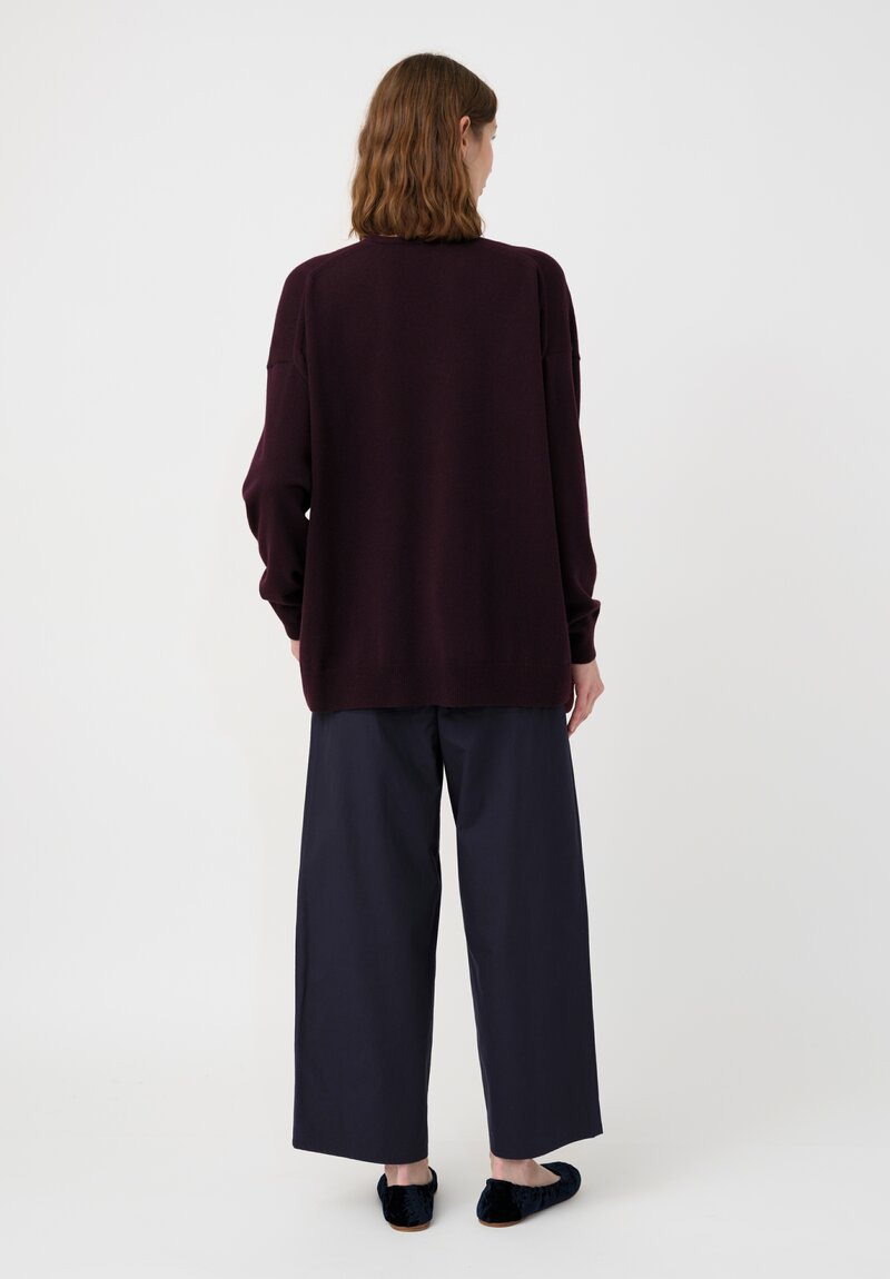 Arts & Science Cashmere V-Neck Sweater in Dark Violet Purple
