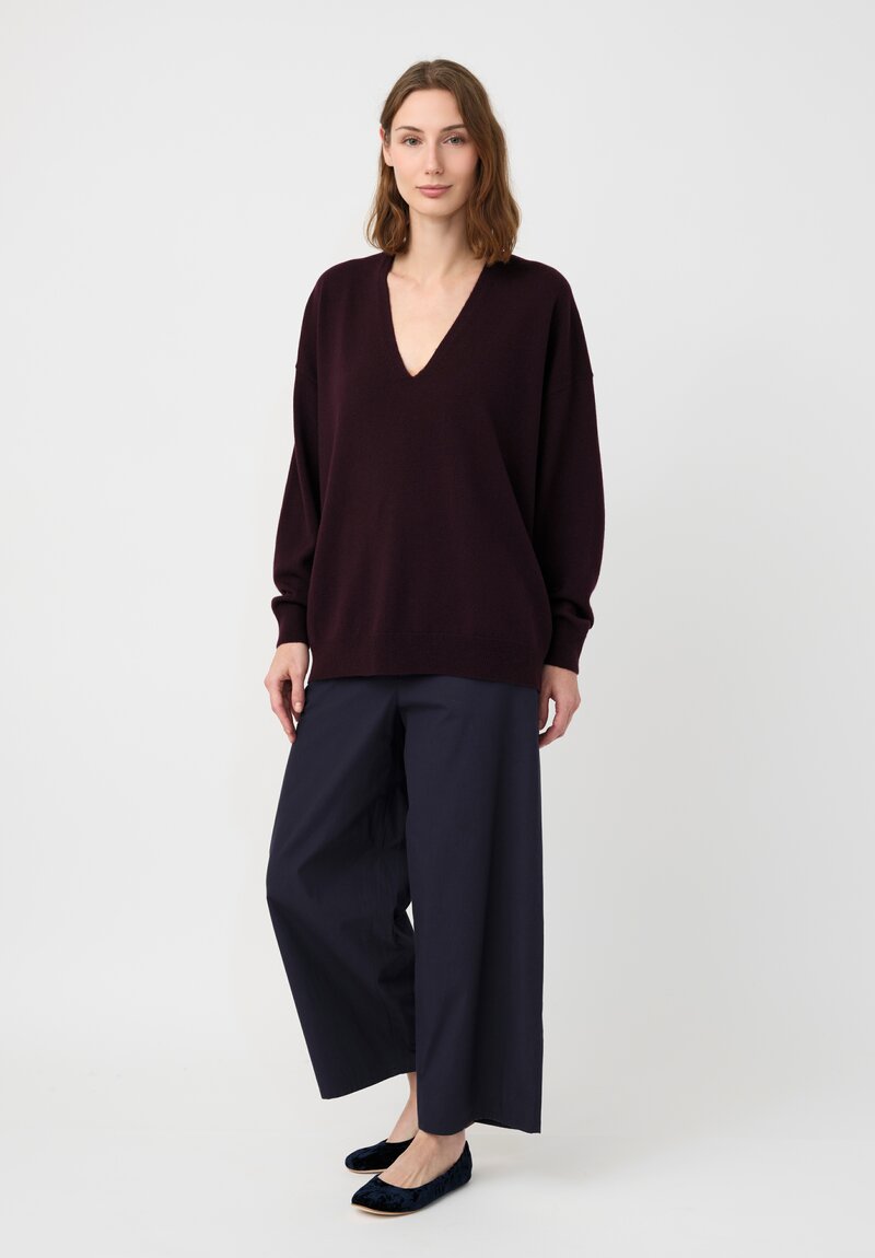 Arts & Science Cashmere V-Neck Sweater in Dark Violet Purple