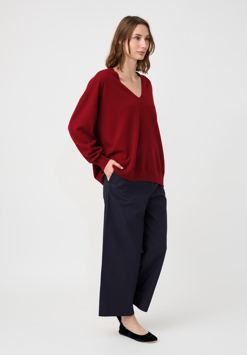 Arts & Science Cashmere V-Neck Sweater in Dark Red