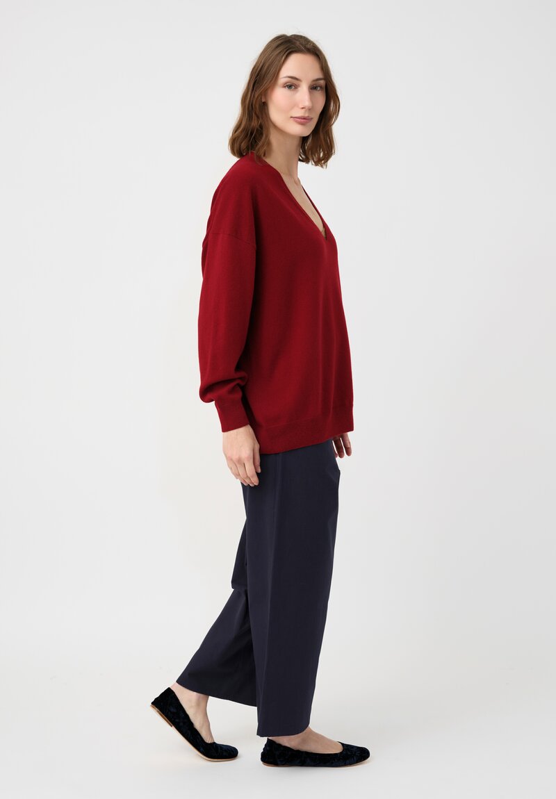 Arts & Science Cashmere V-Neck Sweater in Dark Red