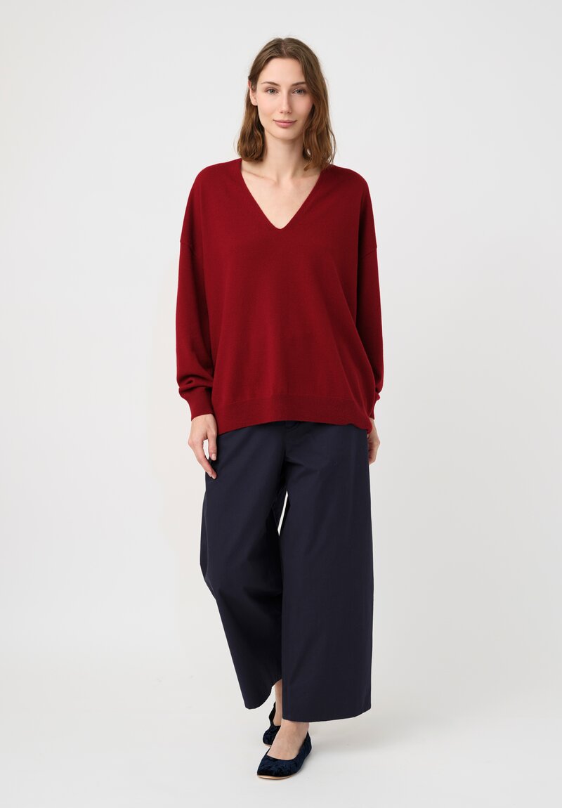 Arts & Science Cashmere V-Neck Sweater in Dark Red