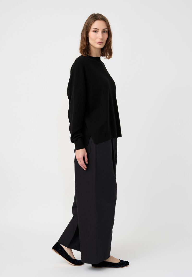 Arts & Science Cashmere Back Line Crew Neck Sweater in Black