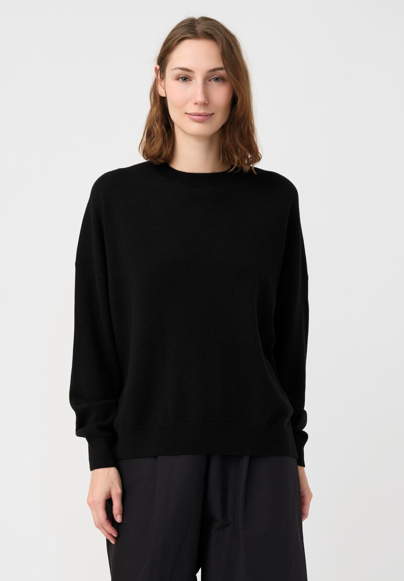 Arts & Science Cashmere Back Line Crew Neck Sweater in Black