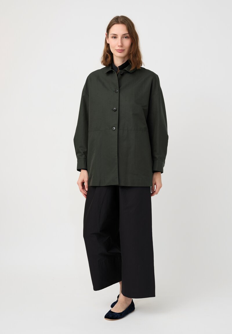 Arts & Science Cototn & Silk Dobby Button-Down Jacket in Dark Green