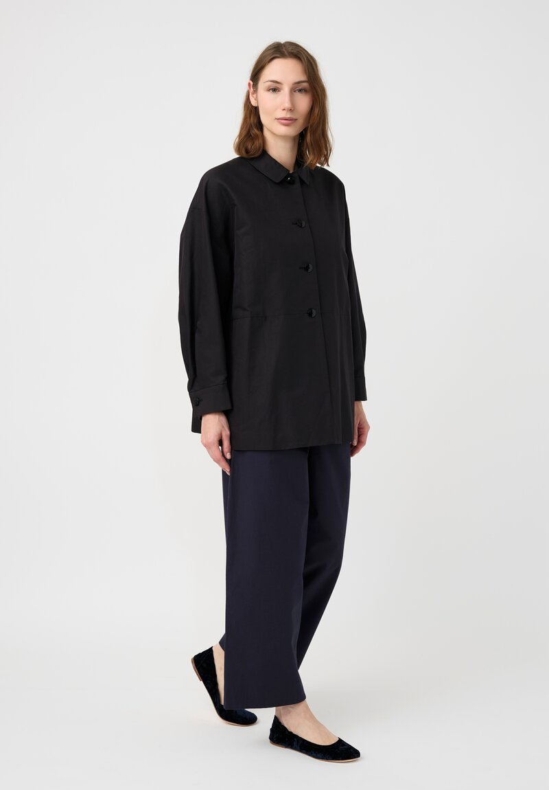 Arts & Science Cototn & Silk Dobby Button-Down Jacket in Black