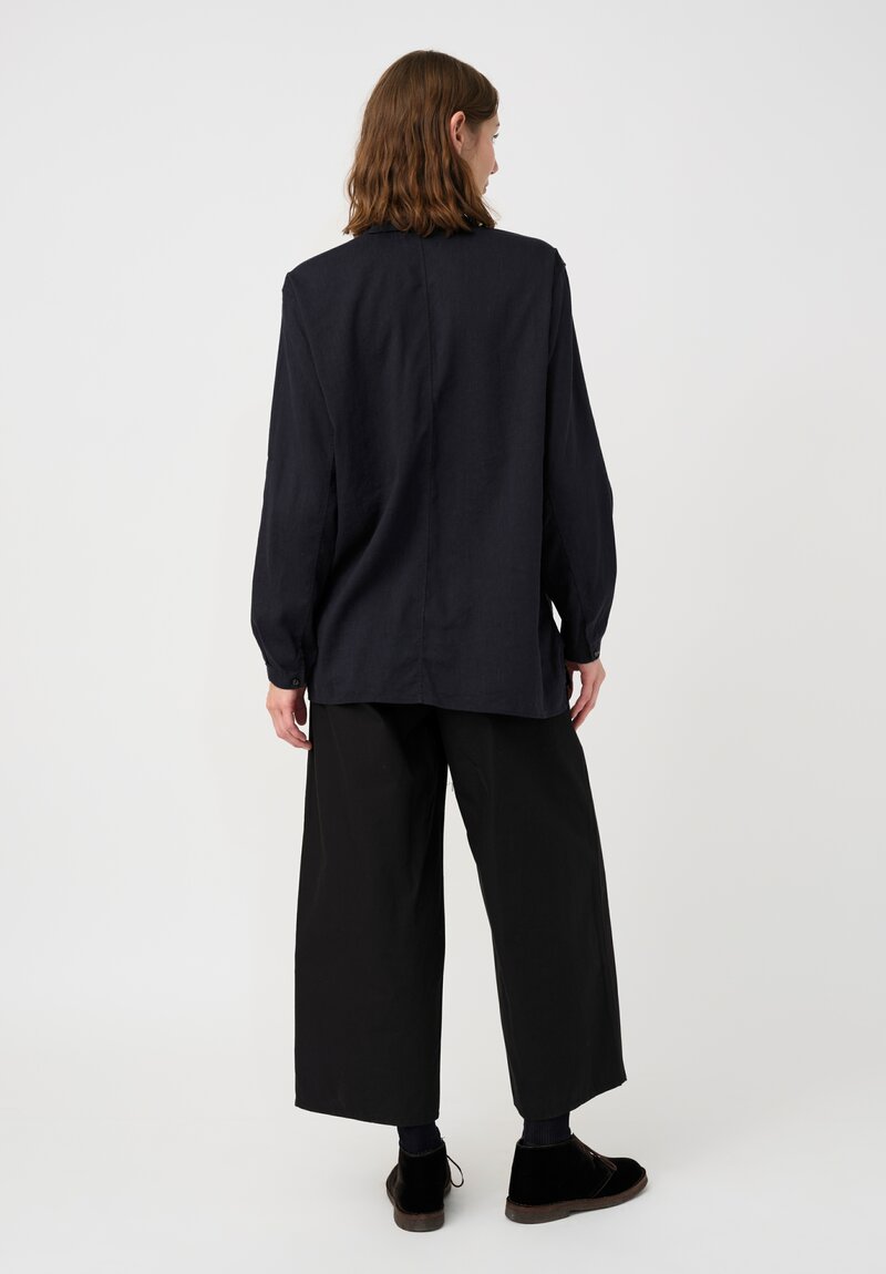 Kaval Linen Crepe Small Collar Shirt