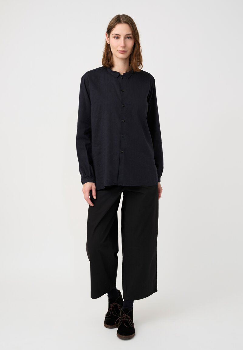 Kaval Linen Crepe Small Collar Shirt