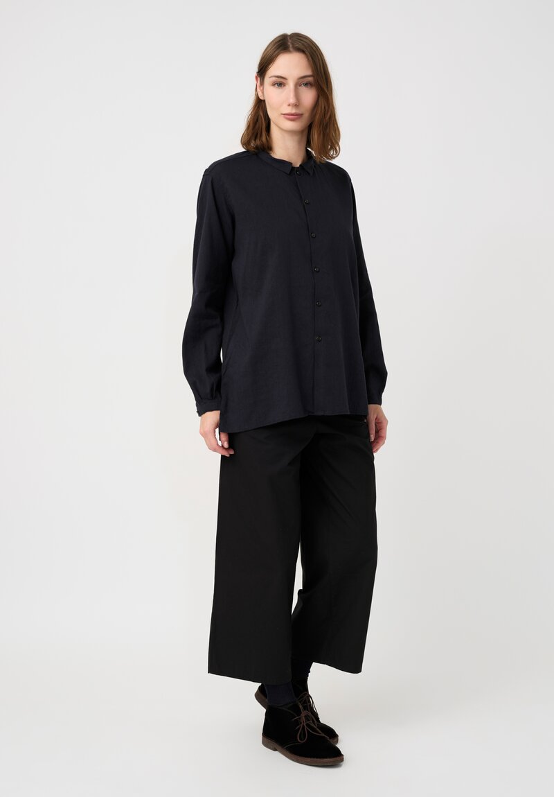 Kaval Linen Crepe Small Collar Shirt