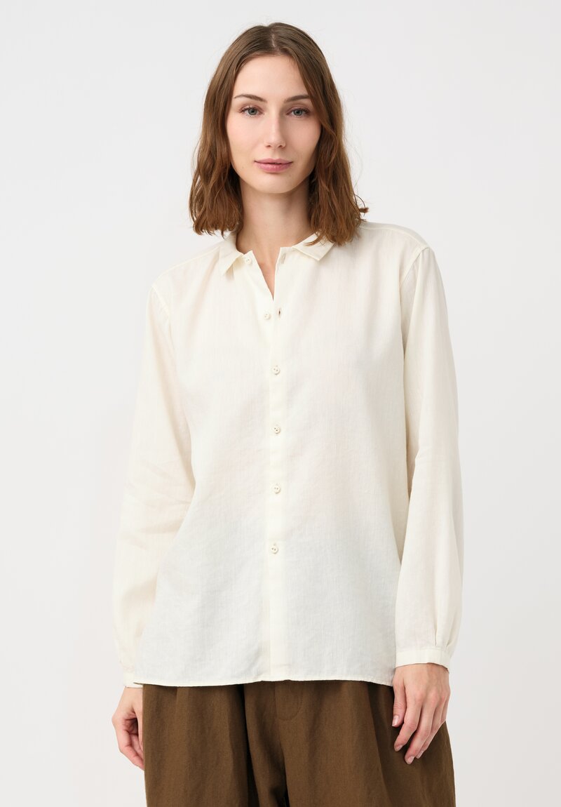 Kaval Linen Crepe Small Collar Shirt