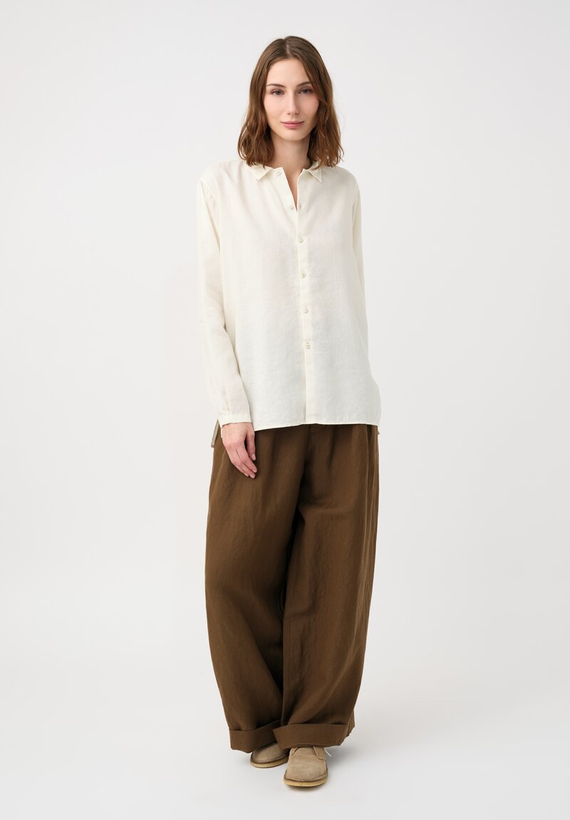 Kaval Linen Crepe Small Collar Shirt