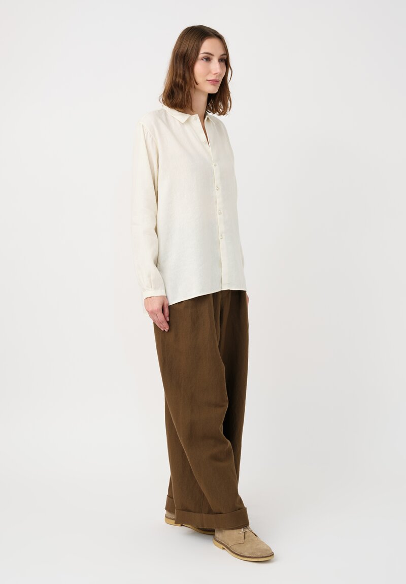 Kaval Linen Crepe Small Collar Shirt
