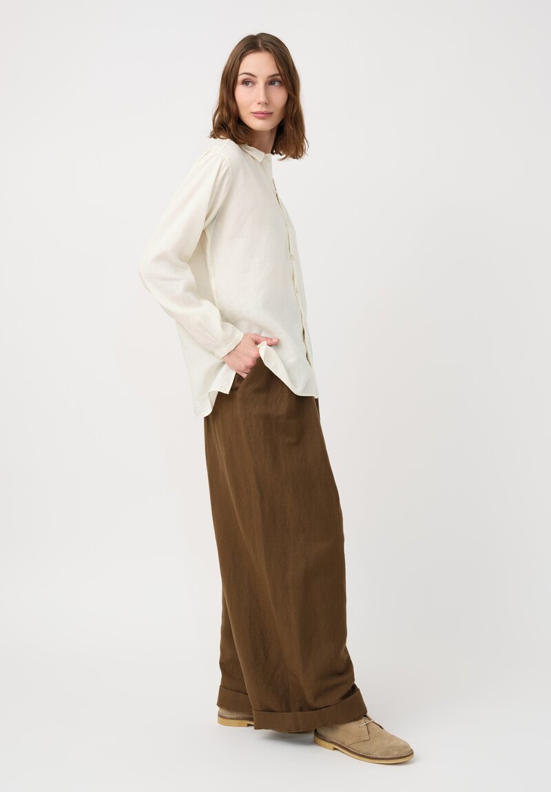 Kaval Linen Crepe Small Collar Shirt