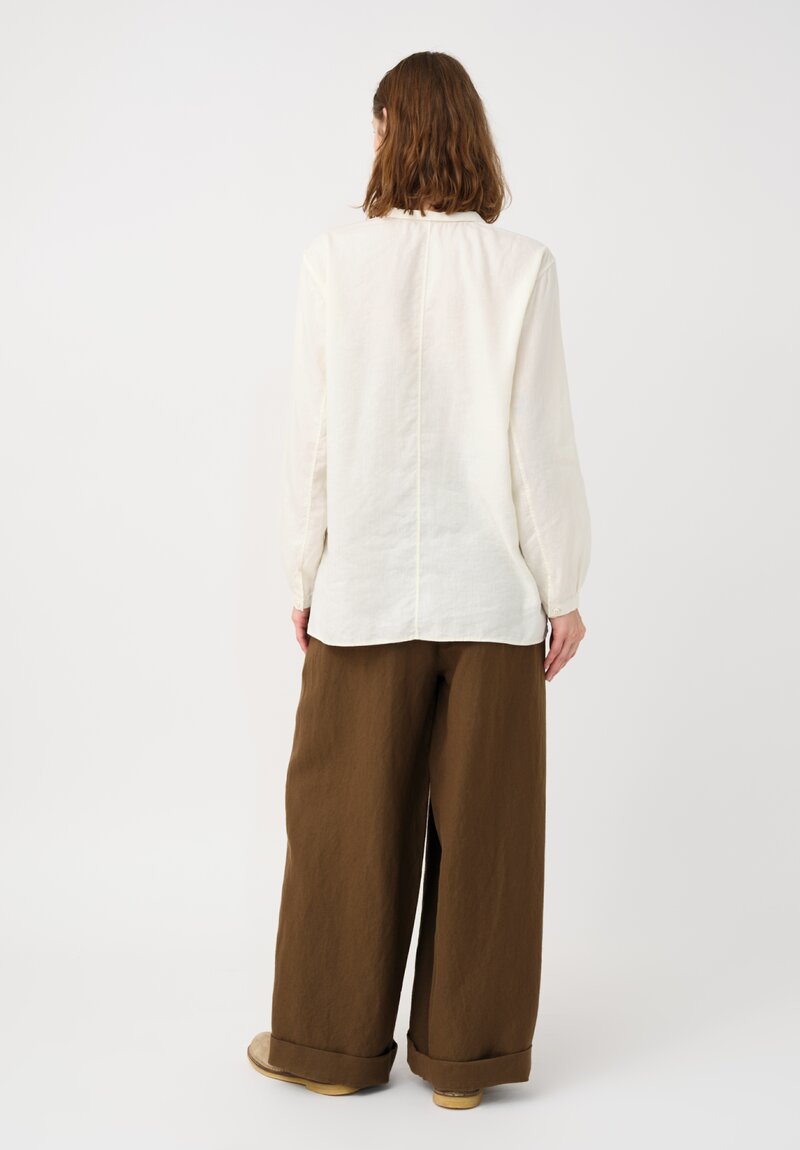 Kaval Linen Crepe Small Collar Shirt