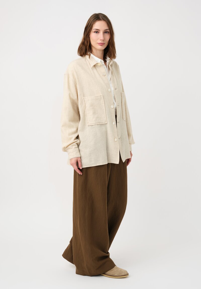 Kaval Etamine Wide Box Hem Pocket Shirt