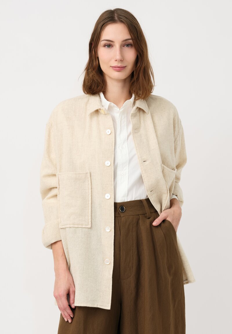 Kaval Etamine Wide Box Hem Pocket Shirt