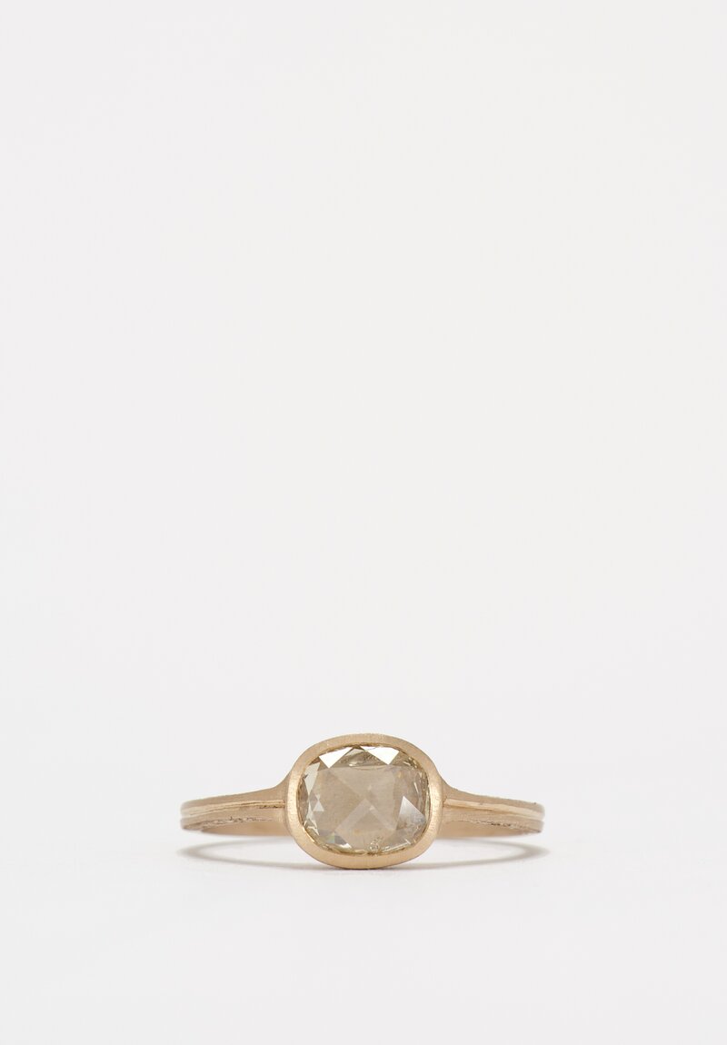 Anaconda 18K Matte White Gold Gunilla Ring with Cushion Cut Diamond & Filigree Lace Engraving