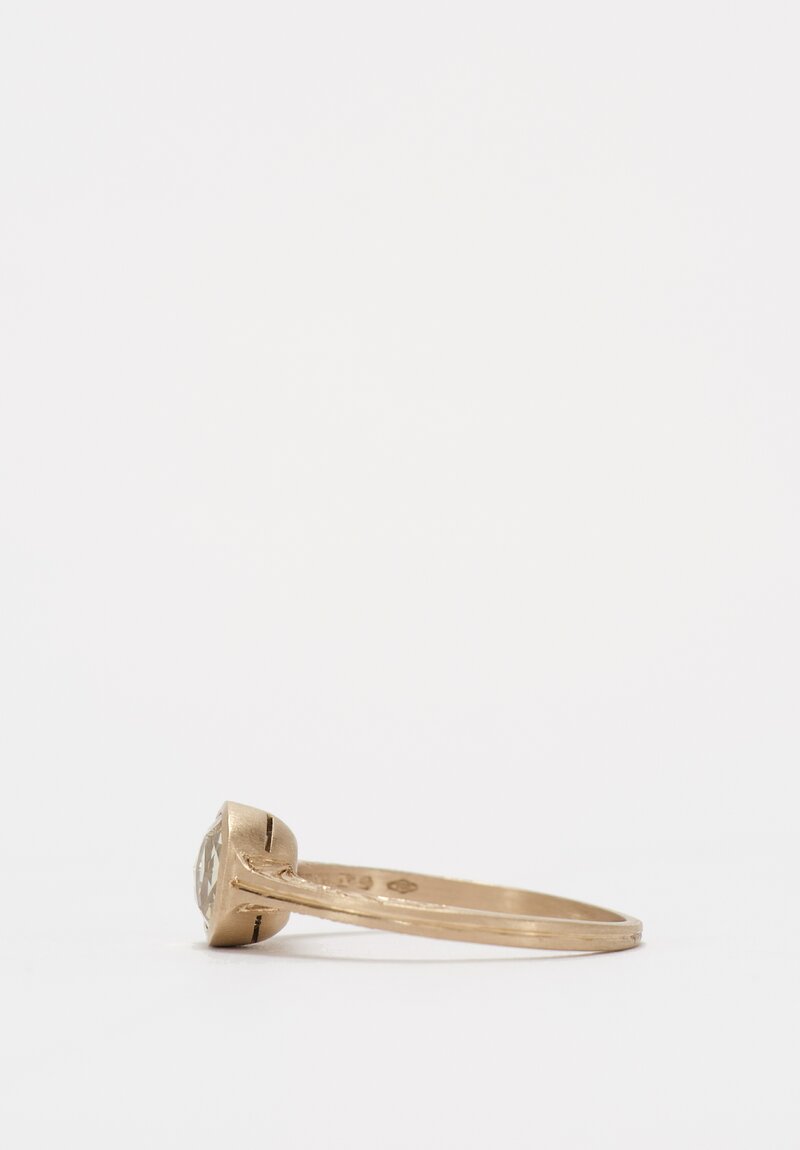 Anaconda 18K Matte White Gold Gunilla Ring with Cushion Cut Diamond & Filigree Lace Engraving