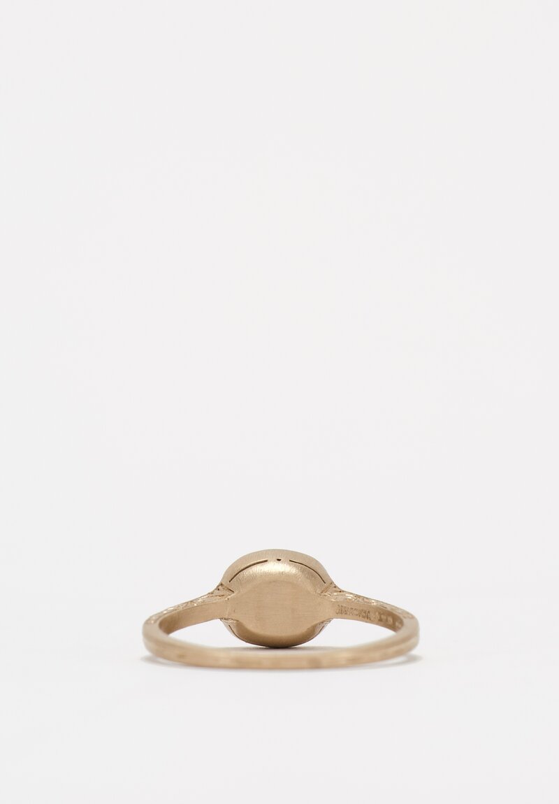 Anaconda 18K Matte White Gold Gunilla Ring with Cushion Cut Diamond & Filigree Lace Engraving