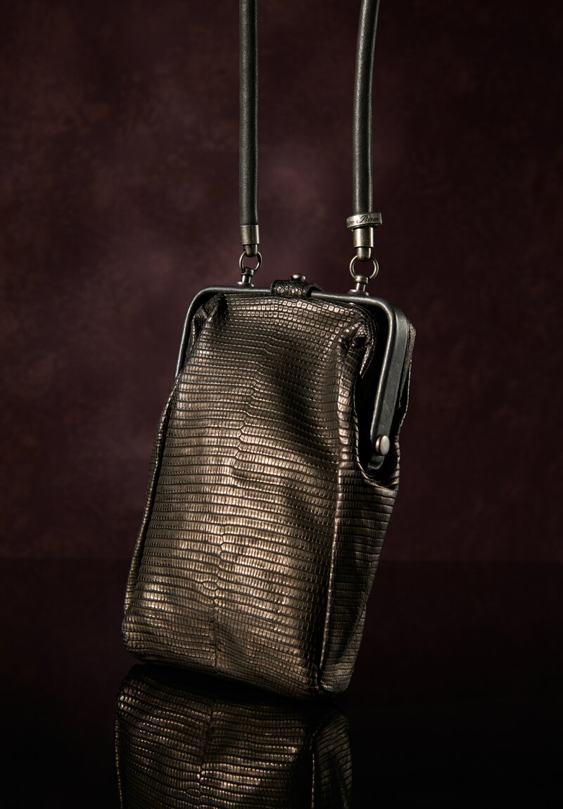 Christian Peau Lizard Leather Tall Frame Shoulder Bag