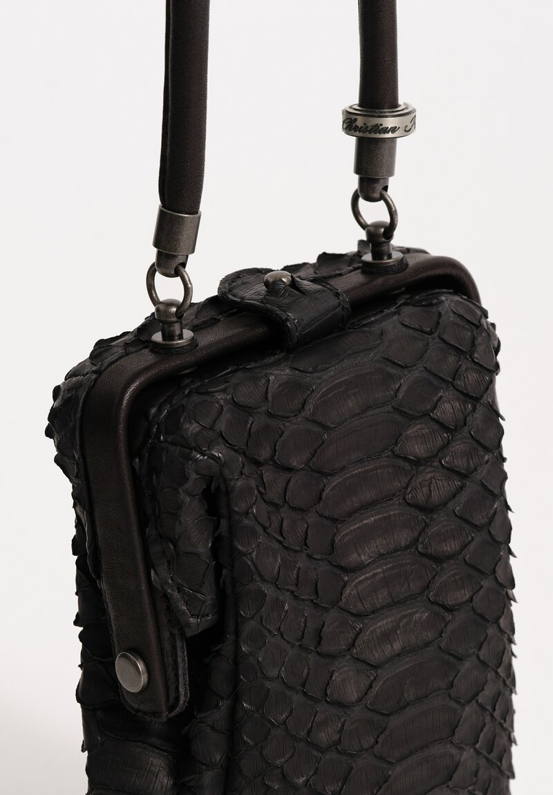 Christian Peau Python Leather Tall Frame Shoulder Bag