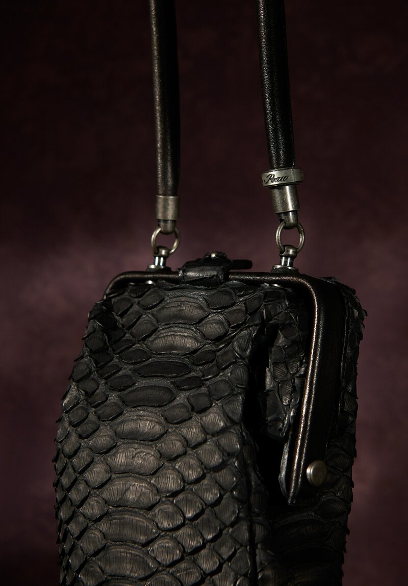 Christian Peau Python Leather Tall Frame Shoulder Bag