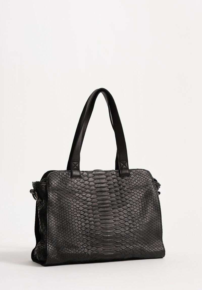 Christian Peau Medium Python Bag Black