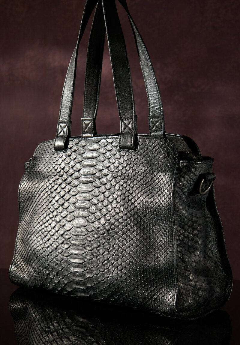 Christian Peau Medium Python Bag Black