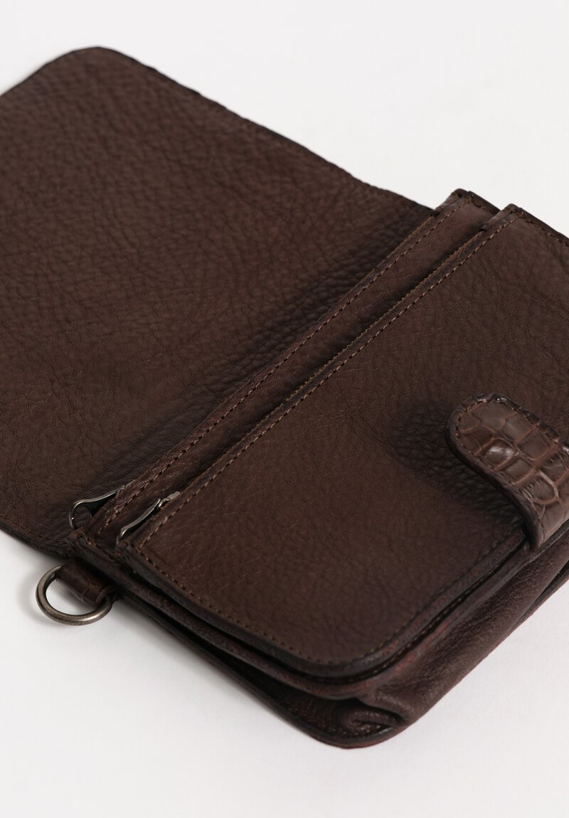 Christian Peau Crocodile Leather Crossbody Bag Dark Brown