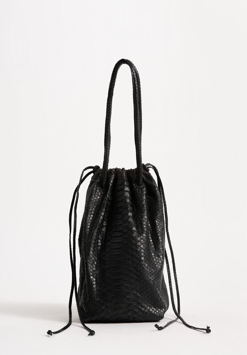 Christian Peau Python Leather Large Drawstring Bag