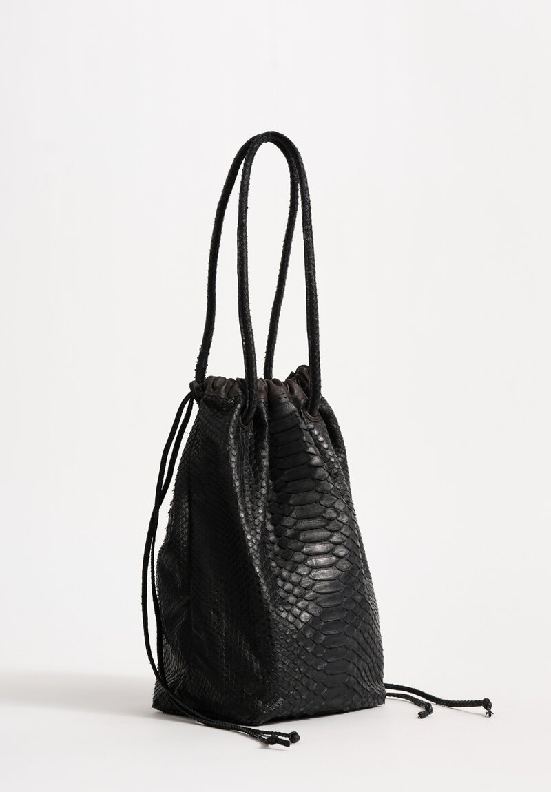 Christian Peau Python Leather Large Drawstring Bag