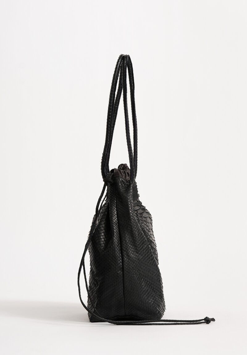Christian Peau Python Leather Large Drawstring Bag