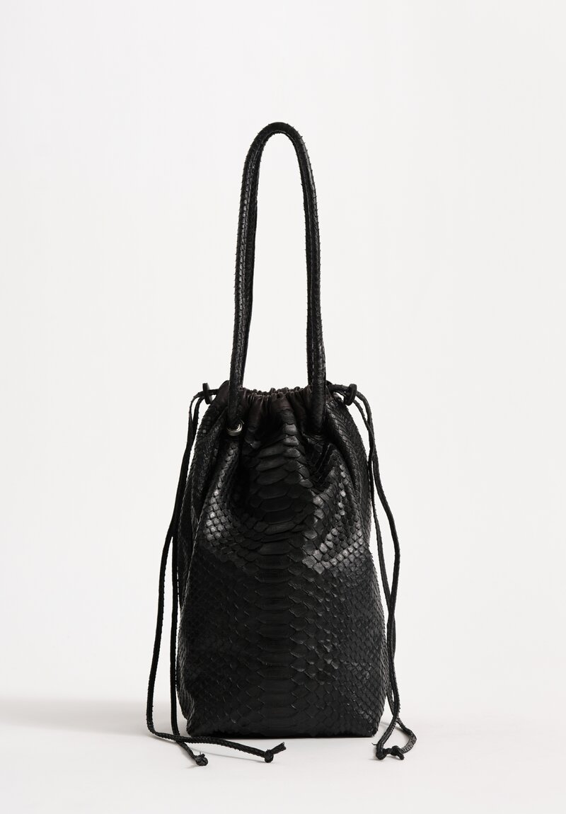 Christian Peau Python Leather Large Drawstring Bag