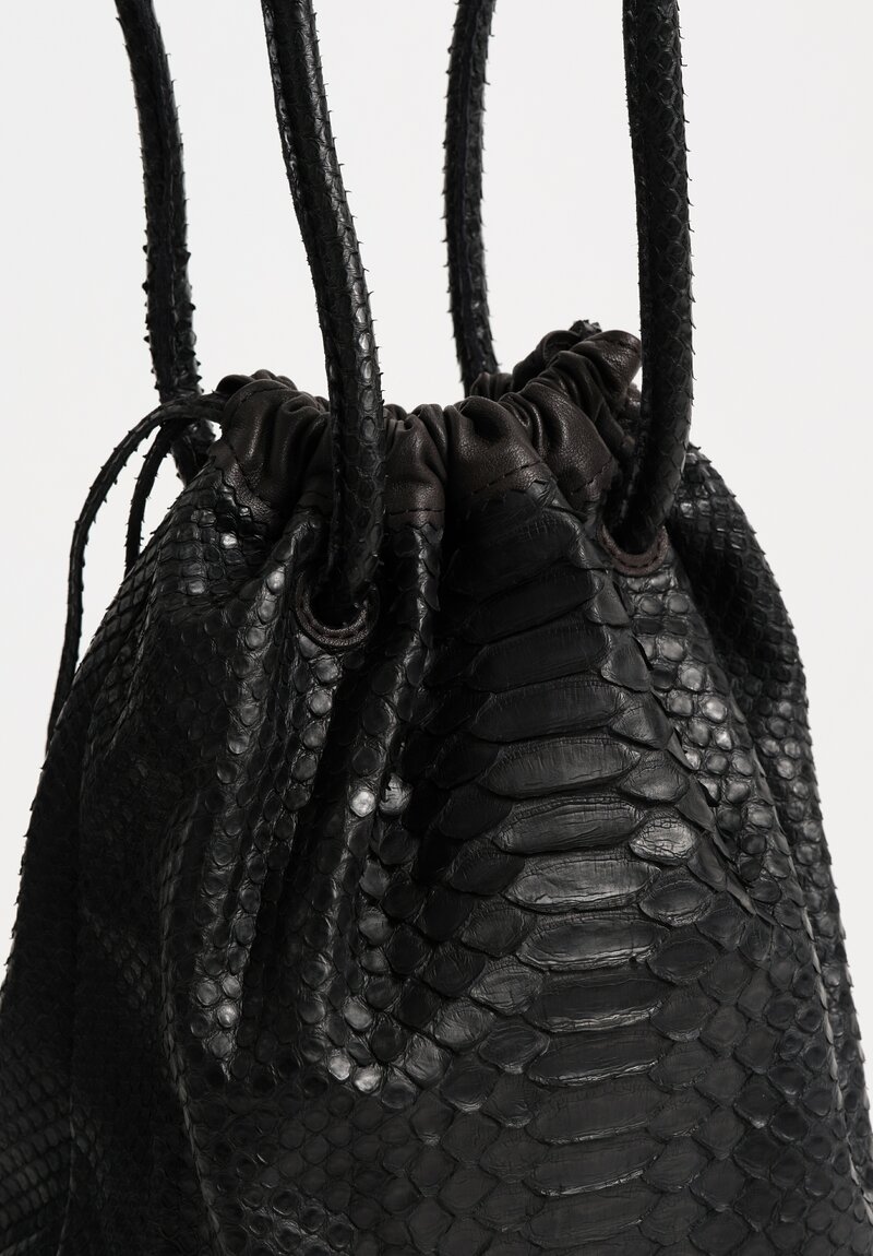 Christian Peau Python Leather Large Drawstring Bag