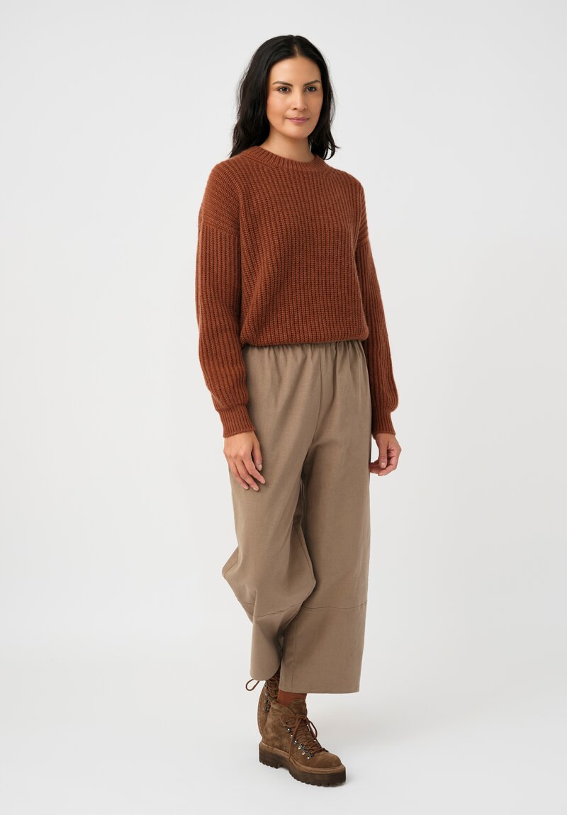 Iris Von Arnim Cashmere Stonewashed Avelina Sweater in Rosewood Brown