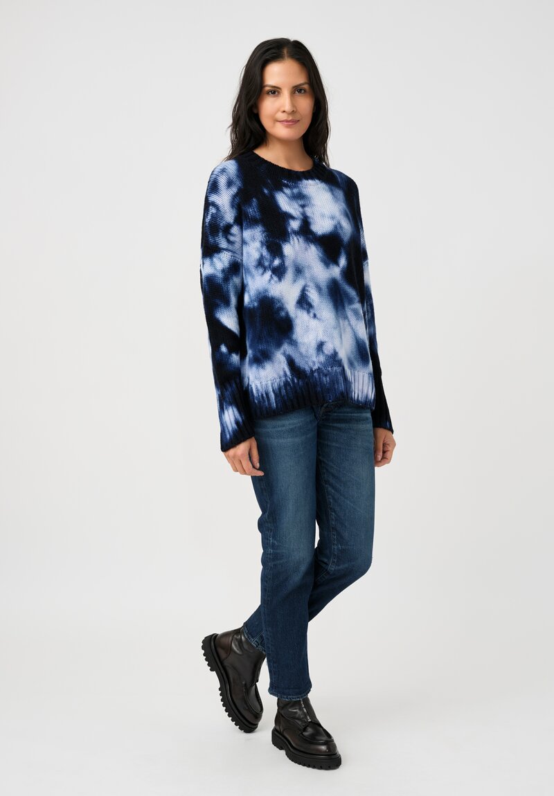 Iris Von Arnim Cashmere Como Sweater in Navy & White Tie-Dye