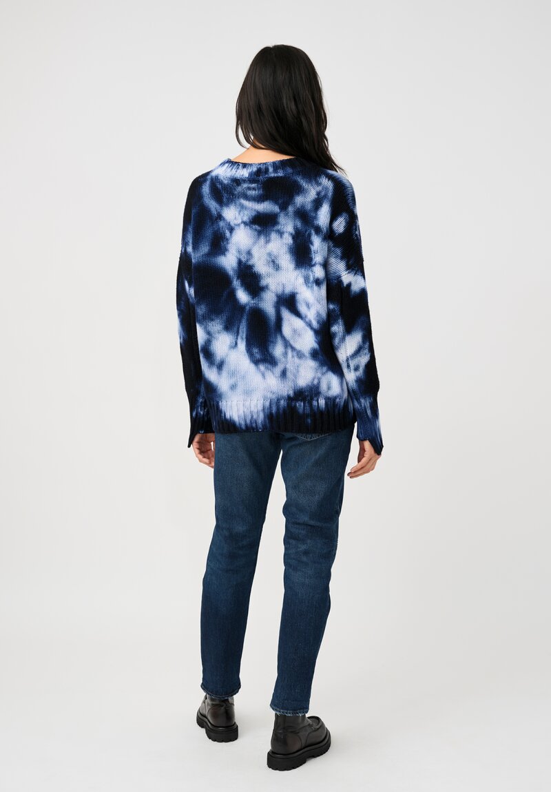 Iris Von Arnim Cashmere Como Sweater in Navy & White Tie-Dye